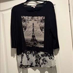 Chic Black Paris Graphic Women's Blouse